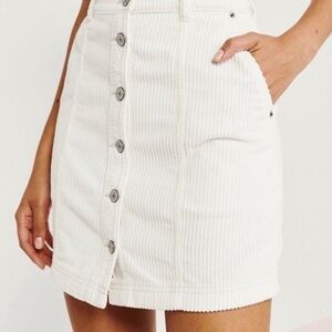 NEW A&F Cream Corduroy Button Front Skirt | XL